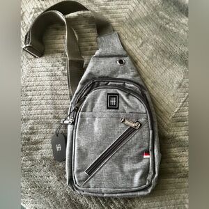 Canvas Crossbody Sling Bag-Light Charcoal
